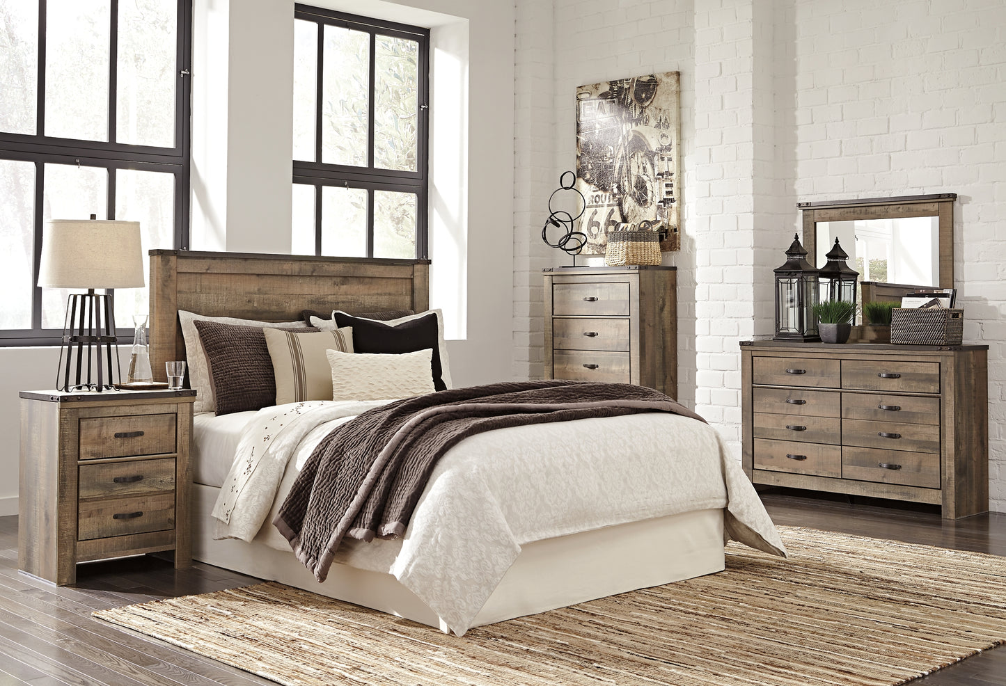 Trinell Queen Panel Headboard with Dresser, Chest and Nightstand