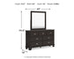 Covetown California King Panel Bed with Mirrored Dresser