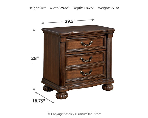 Lavinton King Poster Bed with Mirrored Dresser and Nightstand