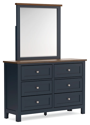 Landocken Twin Panel Bed with Mirrored Dresser