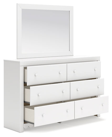 Mollviney Twin Panel Headboard with Mirrored Dresser