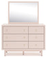 Wistenpine Twin Upholstered Panel Bed with Mirrored Dresser and Chest