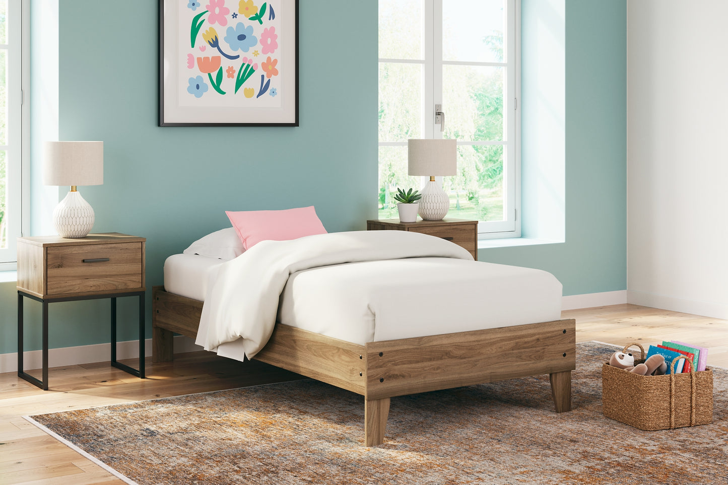 Deanlow Twin Platform Bed with Nightstand