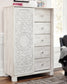 Paxberry Queen Panel Bed with Mirrored Dresser, Chest and Nightstand