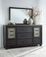 Foyland King Panel Storage Bed with Mirrored Dresser and Chest