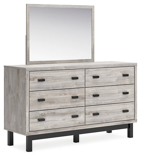 Vessalli King Panel Headboard with Mirrored Dresser, Chest and 2 Nightstands