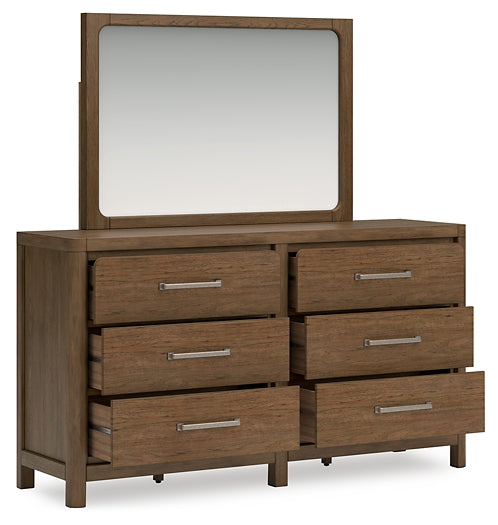 Cabalynn King Panel Bed with Storage with Mirrored Dresser